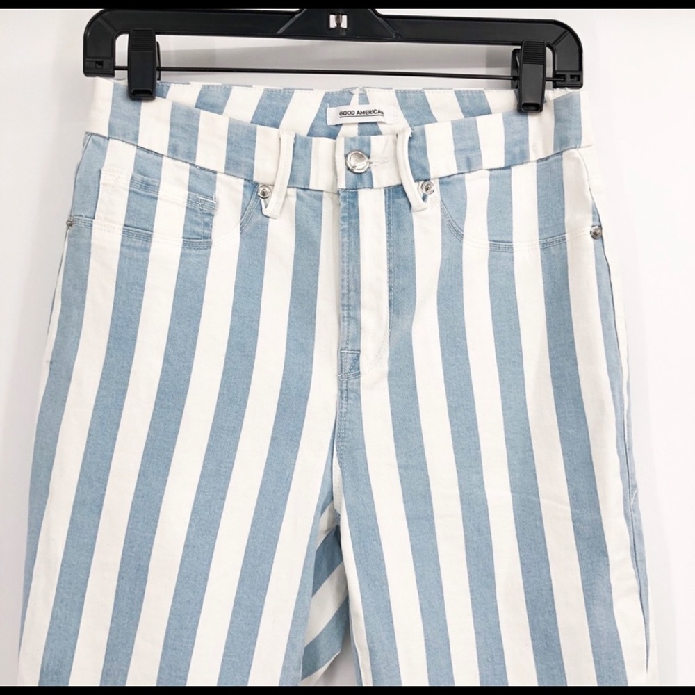 Good American Good legs Stripe high rise ankle jeans. Excellent condition.